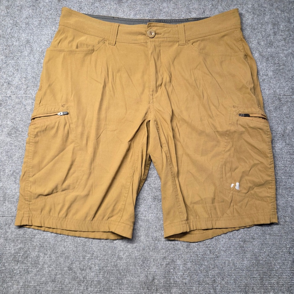 Eddie Bauer First Ascent Guide Pro Shorts Mens 38 Tan Hiking Cargo Stretch